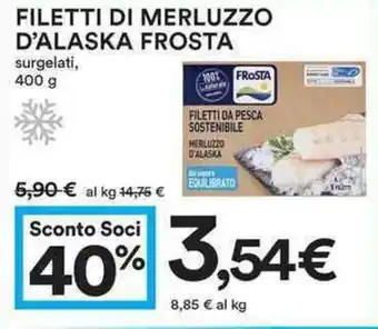 Coop Filetti di Merluzzo D'Alaska Frosta Surgelati, 400 g offerta