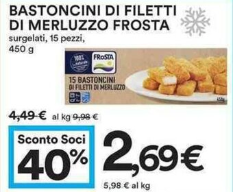 Coop Bastoncini Di Filetti Di Merluzzo Frosta Surgelati, 15 pezzi, 450 g offerta