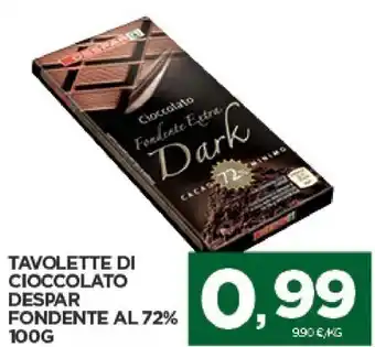 Interspar Despar - cioccolato fondente extra dark cacao 72% minimo 100 g(ml) offerta