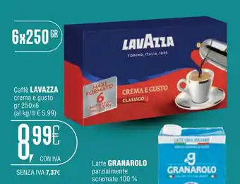 Altasfera Lavazza Caffè crema e gusto 250gr x6 offerta