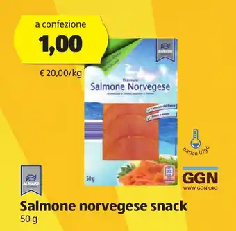 ALDI Almare Salmone norvegese snack 50g offerta