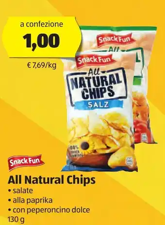 ALDI Snack Fun All Natural Chips 130g offerta
