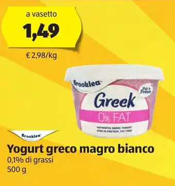 ALDI Brooklea Yogurt greco magro bianco 500g offerta
