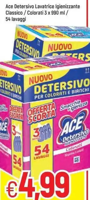 Famila Ace Detersivo Lavatrice Igienizzante Classico/Colorati 3 x 990ml/54 lavaggi offerta