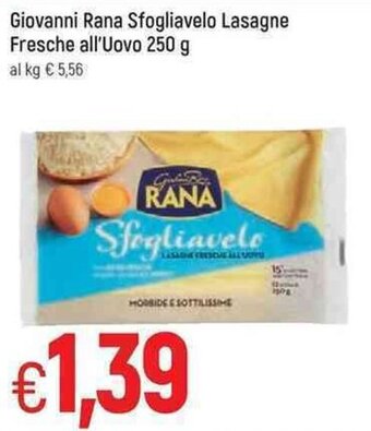 Famila Giovanni Rana Sfogliavelo Lasagne Fresche all'Uovo 250 g offerta