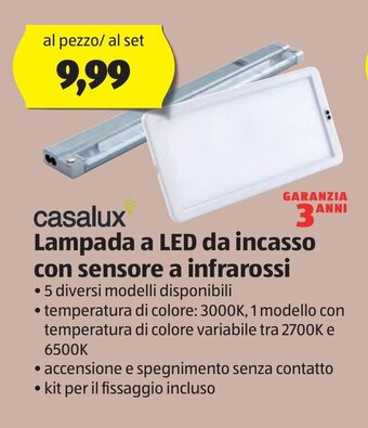 casalux Lampada a LED da incasso con sensore a infrarossi