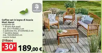 Carrefour Market Coffee set in legno di Acacia Mod. Hanoi offerta