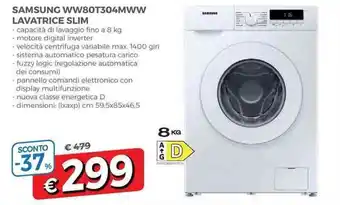 Famila Samsung WW80T304MWW Lavatrice Slim offerta