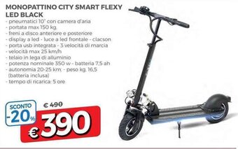 Famila Monopattino City Smart Flexy Led Black offerta
