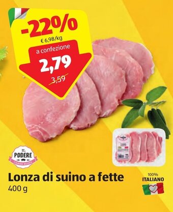 ALDI IL Podere Lonza di Suino a Fette 400 g offerta