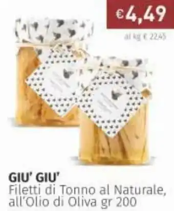 Prezzemolo e Vitale Giu' Giu' Filetti di Tonno al Naturale, all'Olio di Oliva 200gr offerta