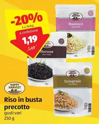 ALDI Happy Harvest Riso in busta precotto gusti vari 250g offerta
