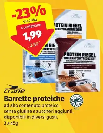 ALDI Crane Barrette proteiche 3x45g offerta