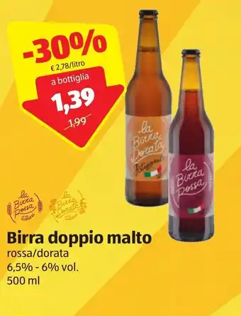 ALDI La Birra Rossa Birra doppio malto rossa/dorata 500ml offerta