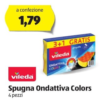 ALDI Vileda Spugna Ondattiva Colors 4 pezzi offerta