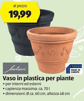 ALDI Belavi Vaso in plastica per piante offerta