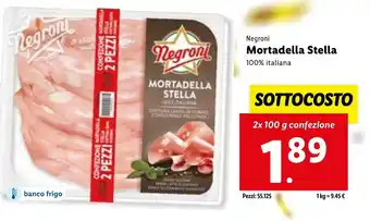 Lidl Negroni Mortadella Stella 100% Italiana 2x100g offerta