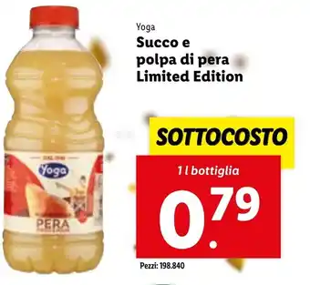 Lidl Yoga Succo e polpa di pera Limited Edition 1L offerta