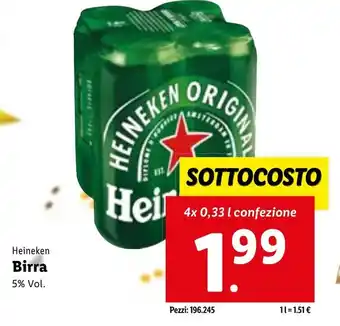 Lidl Heineken Birra 4x0,33L offerta
