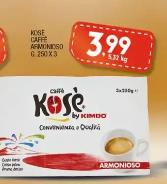 Sigma Kosè Caffè Armonioso 250g x 3 offerta