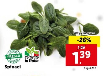 Lidl Spinaci 500 g offerta