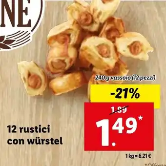Lidl 12 rustici con würstel 240g offerta