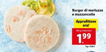 Lidl Burger di merluzzo e mazzancolle 180g offerta