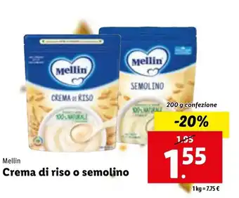 Lidl Mellin Crema di riso o semolino 200g offerta