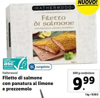 Lidl Hatherwood Filetto di salmone con panatura al limone e prezzemolo 500g offerta
