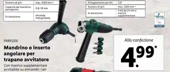 Lidl Parkside Mandrino o inserto angolare per trapano avvitatore offerta