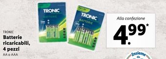 Lidl Tronic Batterie ricaricabili, 4 pezzi AA o AAA offerta