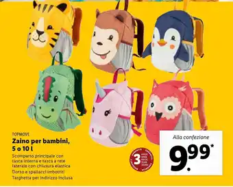Lidl Topmove Zaino per bambini, 5 o 10 L offerta