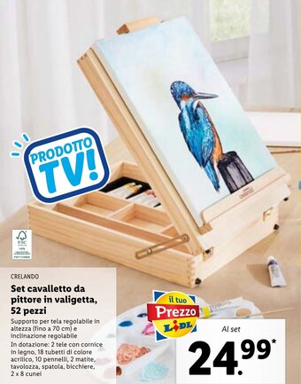 Lidl Crelando Set cavalletto da pittore in valigetta, 52 pezzi offerta