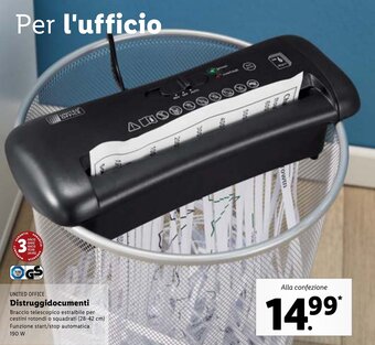 Lidl United Office Distruggidocumenti offerta
