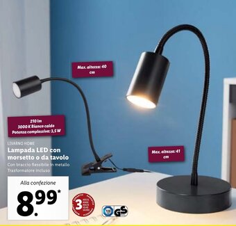 Lidl Livarno Home Lampada LED con morsetto o da tavolo offerta