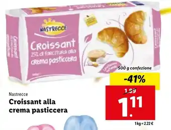 Lidl Nastrecce Croissant alla crema pasticcera 500g offerta