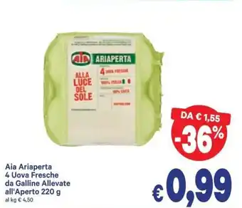 A&O Aia Ariaperta 4 Uova Fresche da Galline Allevate all'Aperto 220g offerta