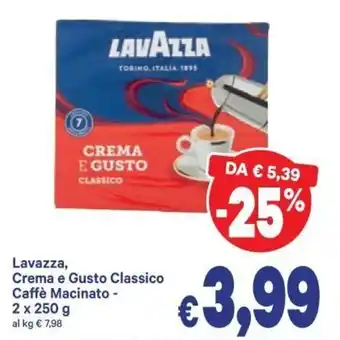 A&O Lavazza, Crema e Gusto Classico Caffè Macinato - 2 x 250g offerta