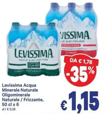 A&O Levissima Acqua Minerale Naturale Oligominerale Naturale/Frizzante, 50cl x 6 offerta