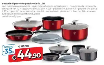 Batteria di pentole 9 pezzi Metallic Line
