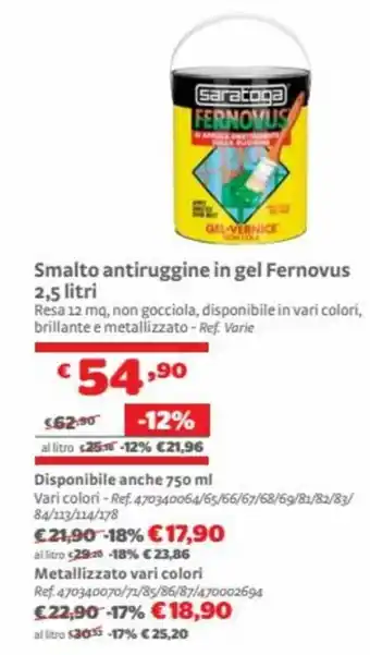Bricocenter Saratoga Fernovus Smalto antiruggine in gel 2.5 litri offerta