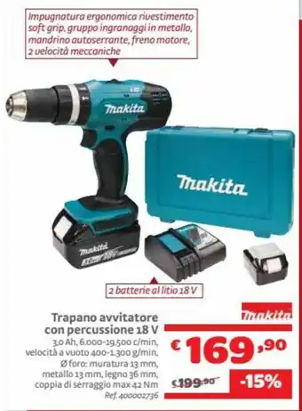 Bricocenter Makita Trapano avvitatore con percussione 18 V offerta