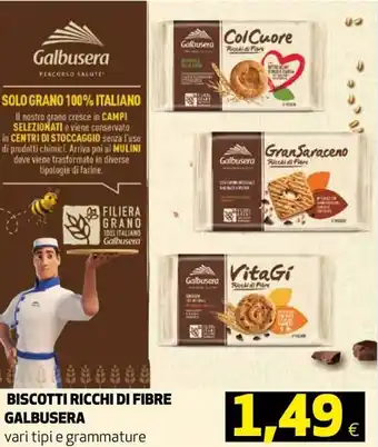Ipercoop Galbusera Biscotti Ricchi di Fibre vari tipi e grammature offerta