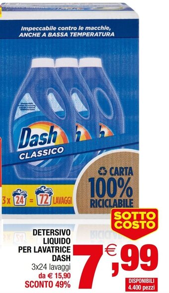 Iperal Dash Detersivo Liquido per Lavatrice 3x24 lavaggi offerta