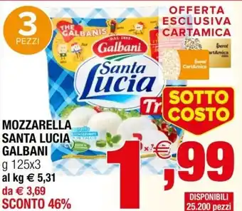 Iperal Galbani Santa Lucia Mozzarella 125g x 3 offerta