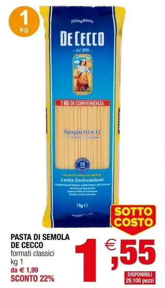 Iperal De Cecco Pasta di Semola 1kg offerta