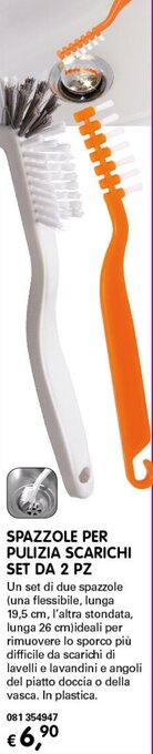 Spazzole per Pulizia Scarichi Set da 2 pz