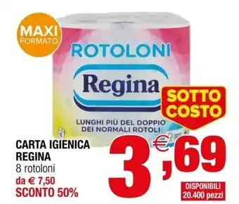 Regina Carta Igienica 8 rotoloni