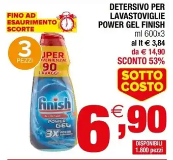 Iperal Finish Detersivo Per Lavastoviglie Power Gel ml 600x3 offerta
