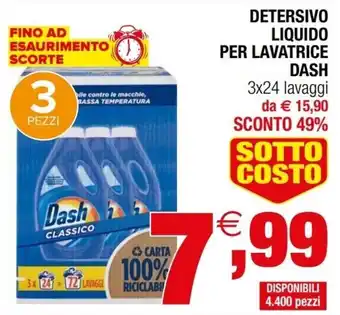 Iperal Dash Detersivo Liquido per Lavatrice 3x24 lavaggi offerta